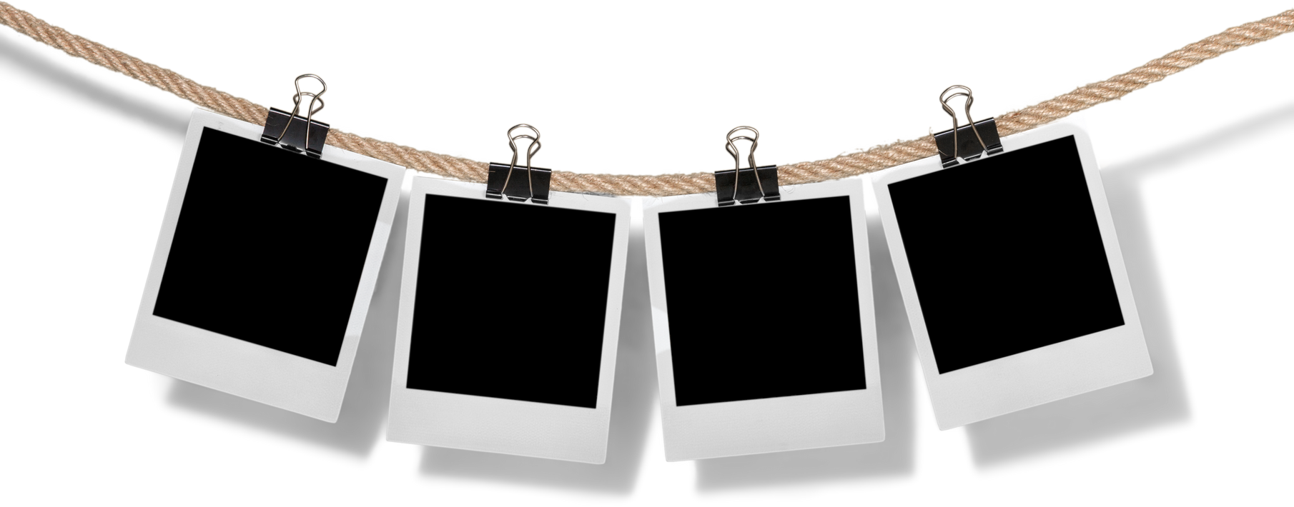 Blank Polaroids Hanging from a Rope